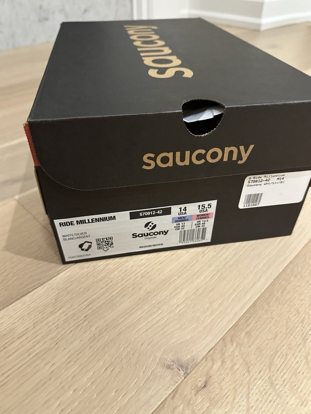 Saucony Men’s Ride Millennium White/ Silver  Men’s 14