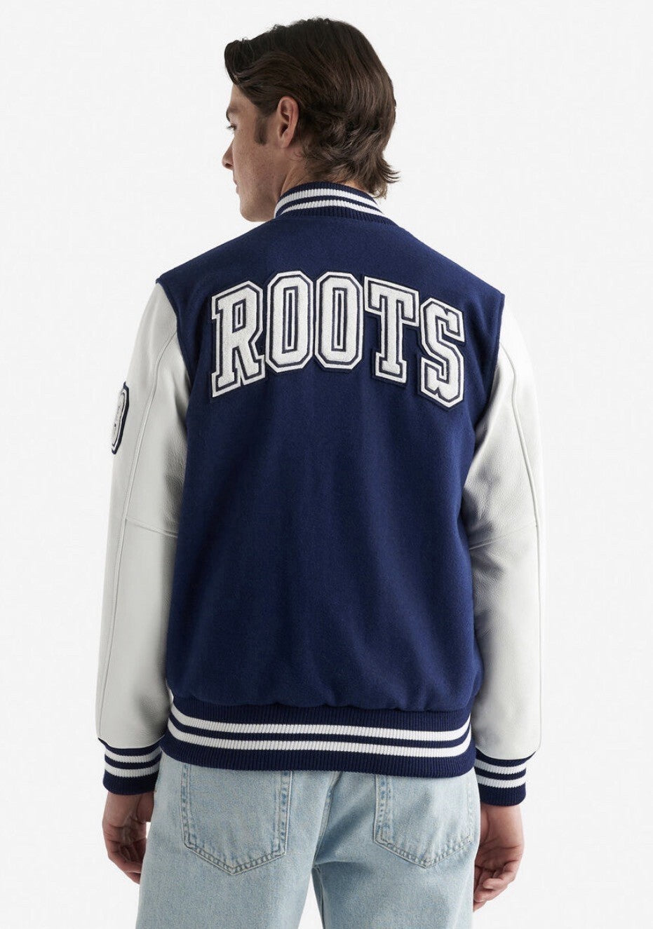 Roots Mens Vintage Varsity Jacket True navy/ White XL