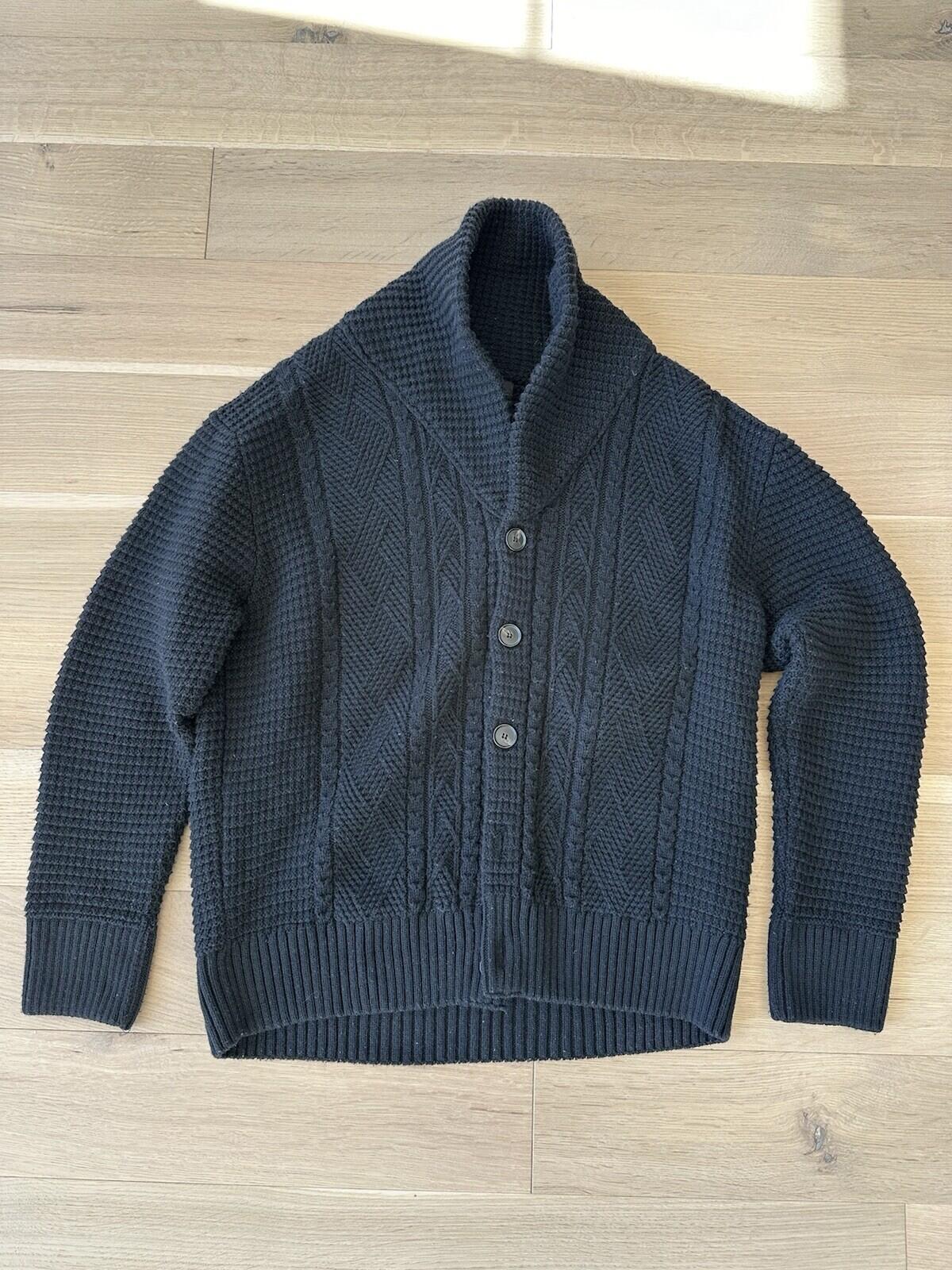 Zara Men’s Cable Knit Cardigan Mens Size XXL Black