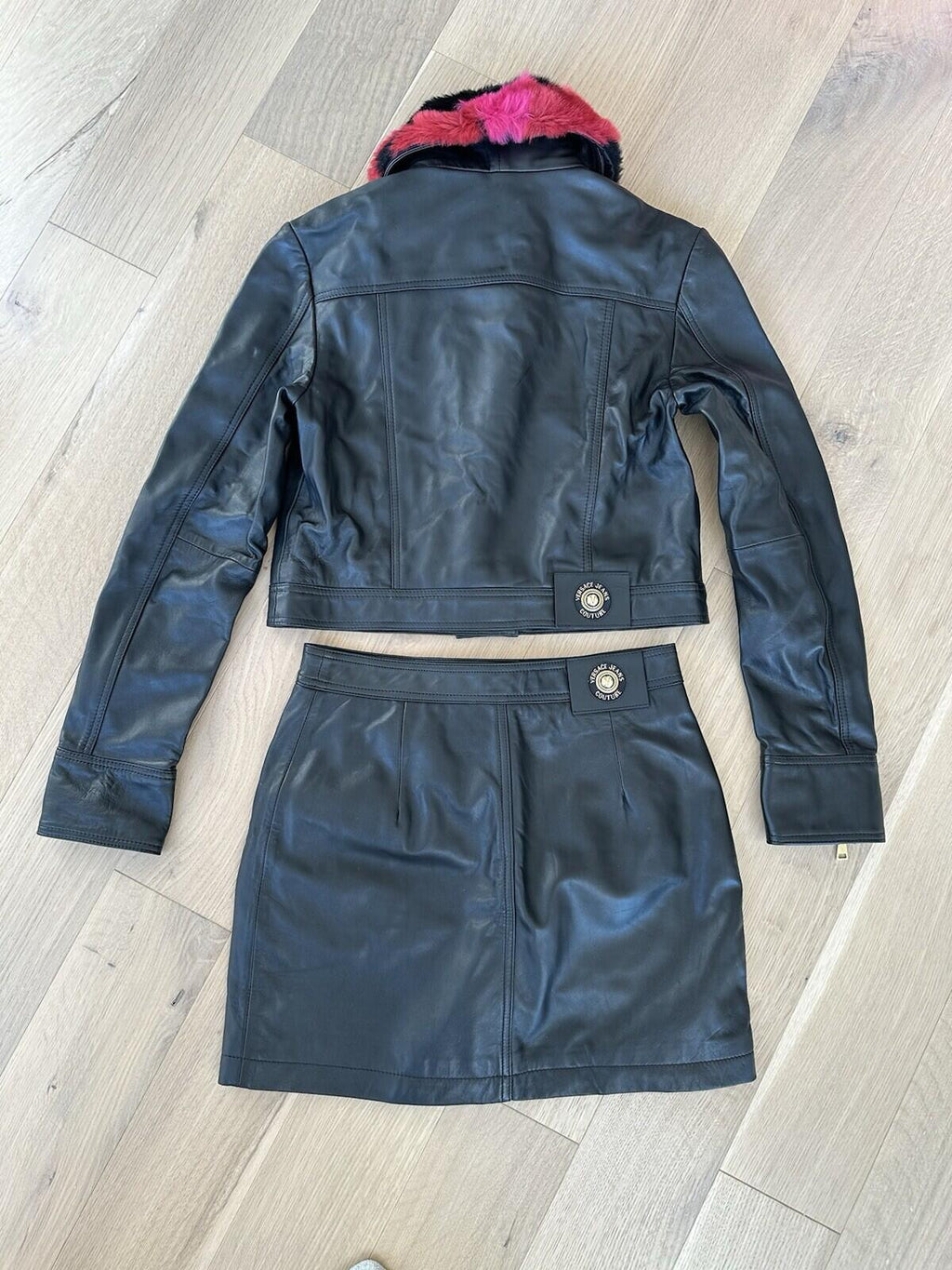 Versace Jeans Couture Leather Skirt And Jacket Set Black Jacket size 40, Skirt 6