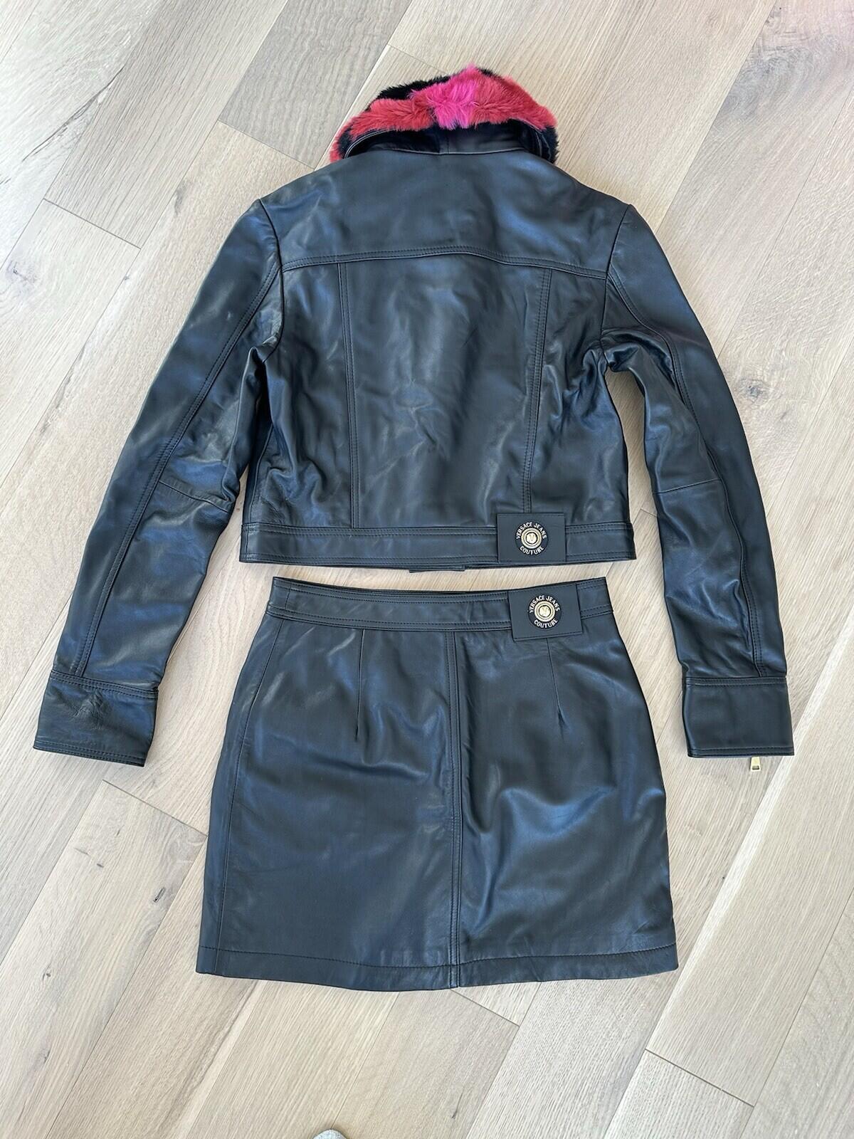 Versace Jeans Couture Leather Skirt And Jacket Set Black Jacket size 40, Skirt 6