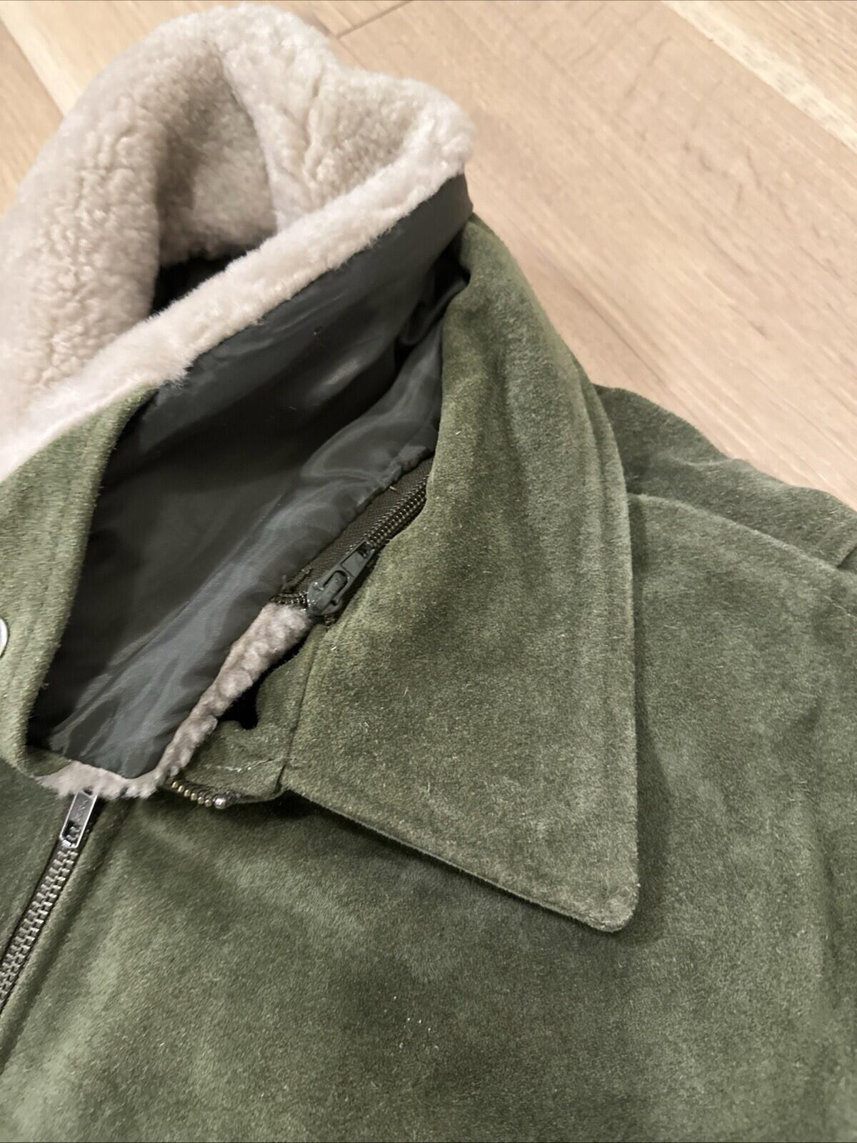 Smart Range Suede Bomber Jacket Mens Size L With Removable Sheerling Collar.