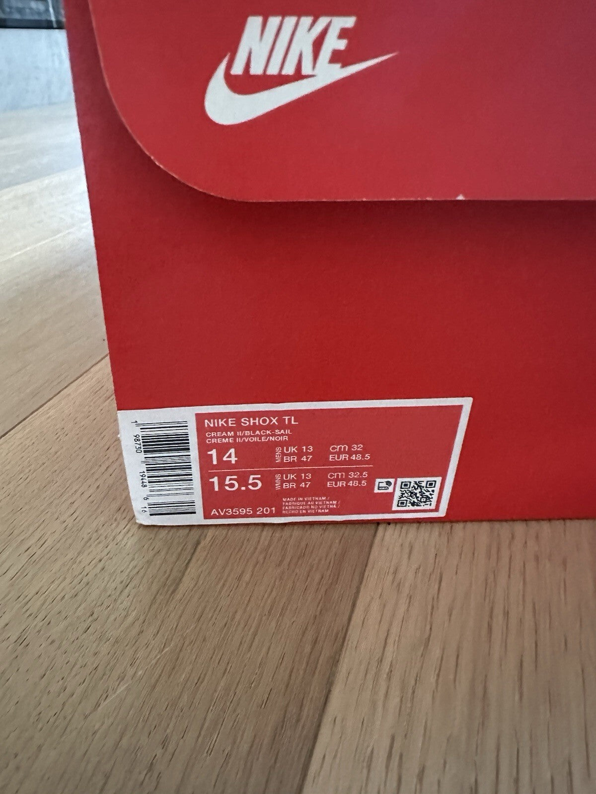 NIKE SHOX TL CREAM I/BLACK-SAIL Men’s Size 14 BNIB