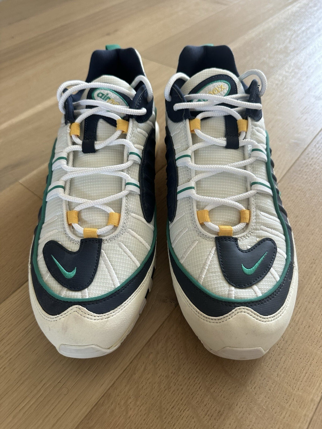 Nike Air Max 98 ‘Mighty Ducks’ Men’s Size 13 White/ Midnight Navy/ Neptune Green