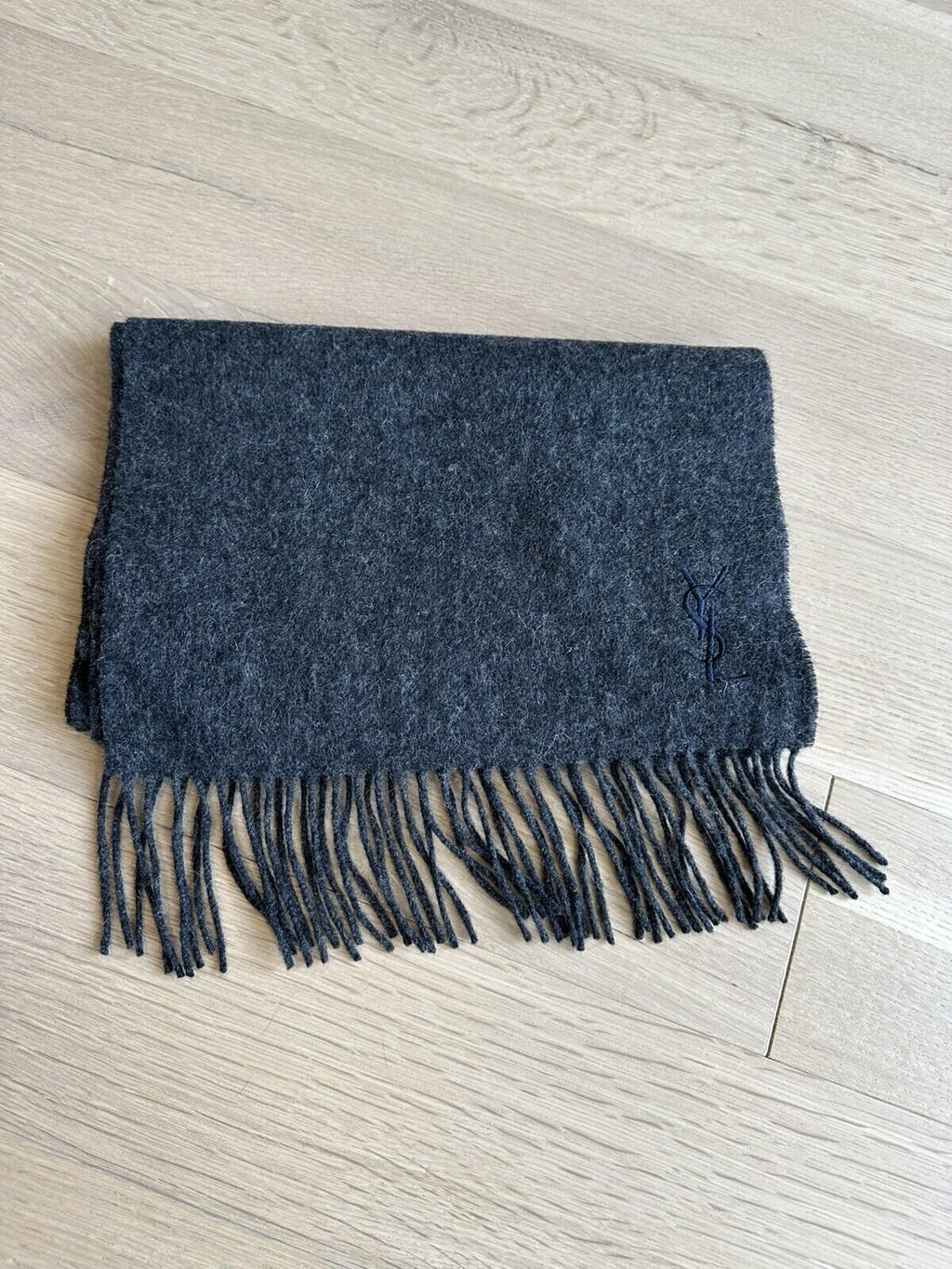 Yves Saint Laurent Wool & Cashmere Scarf Charcoal Grey