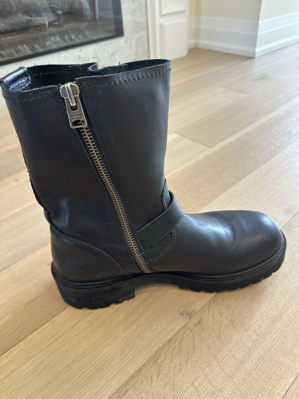 All Saints Tait Motorcycle Boots Black Leather Mens 13