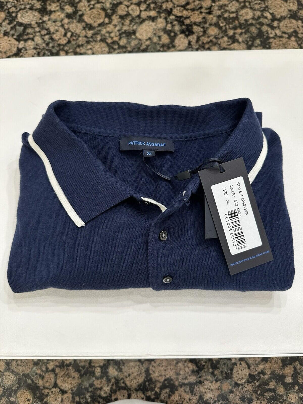 Men’s Patrick Assaraf Navy Blue Polo Shirt size XL