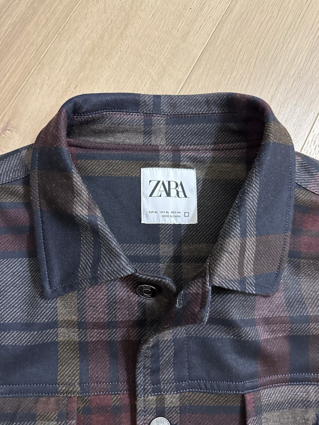 Zara Men’s Plaid Shacket Size XL Navy/ Burgundy