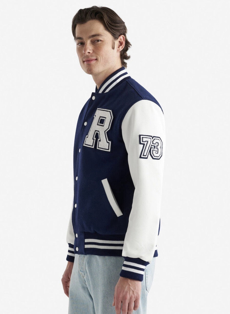 Roots Mens Vintage Varsity Jacket True navy/ White XL