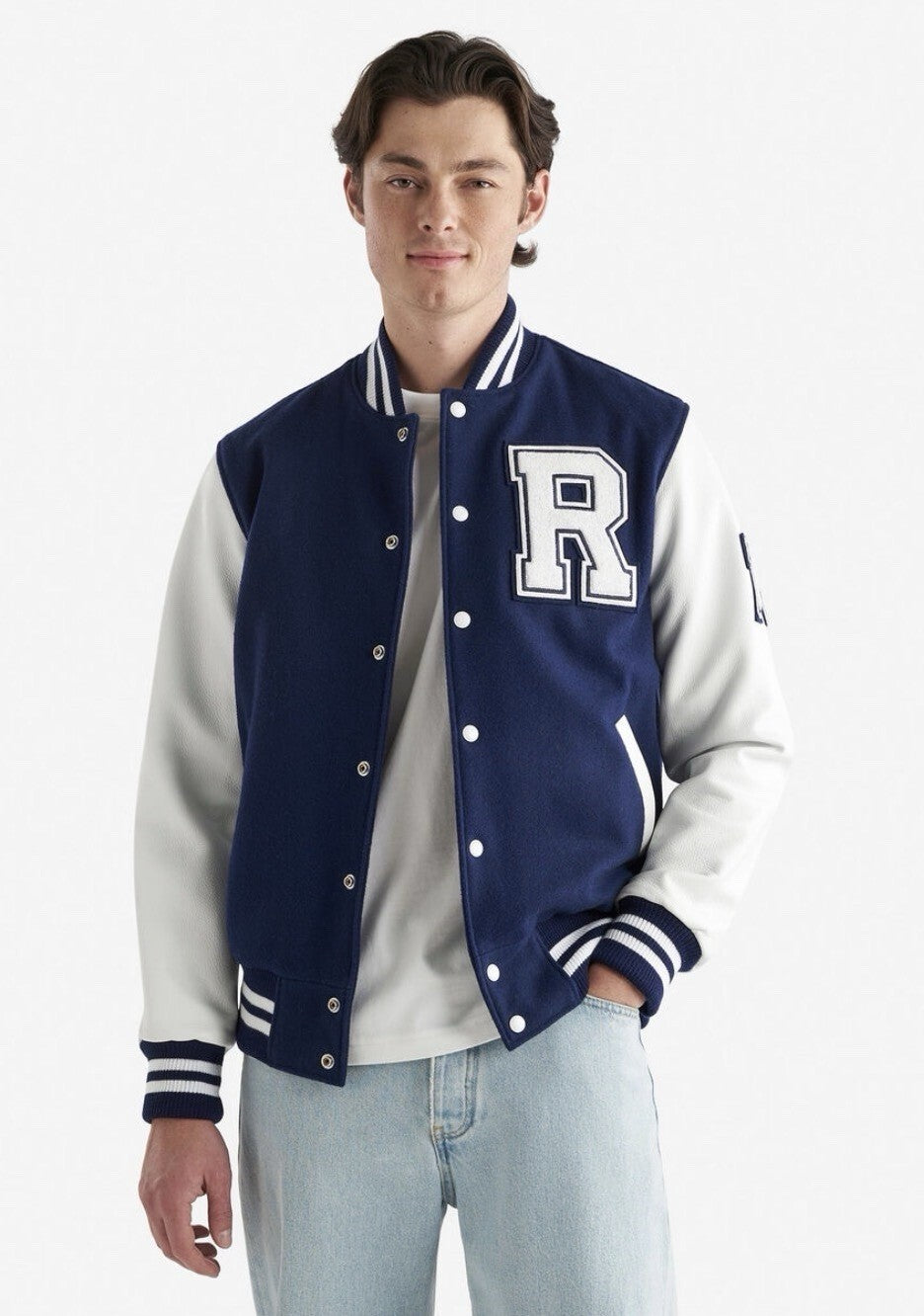 Roots Mens Vintage Varsity Jacket True navy/ White XL