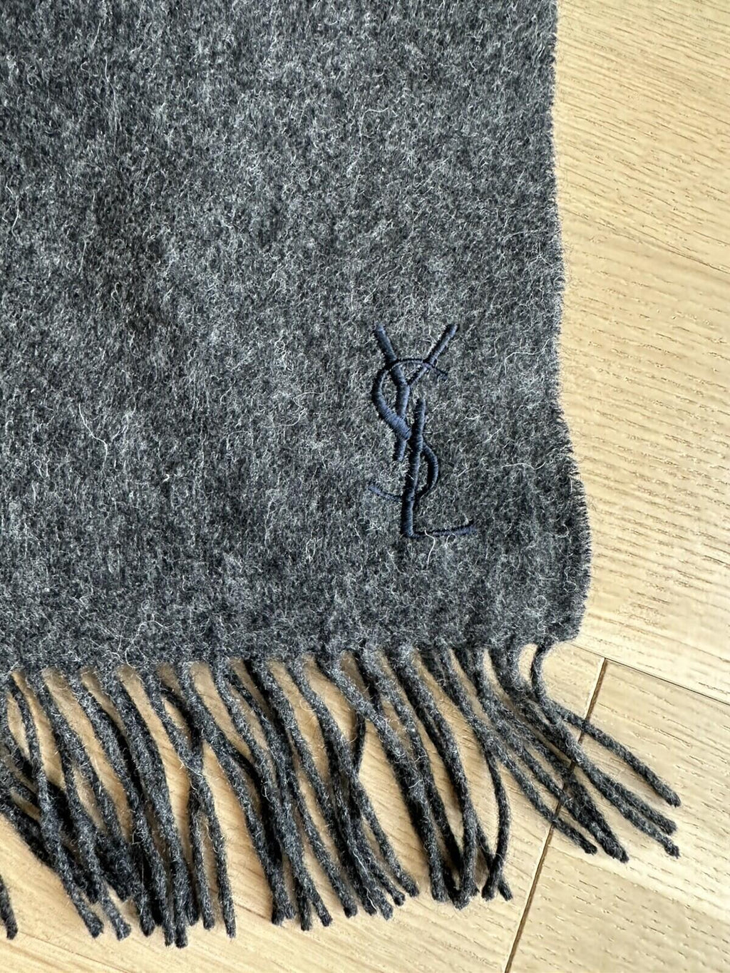 Yves Saint Laurent Wool & Cashmere Scarf Charcoal Grey