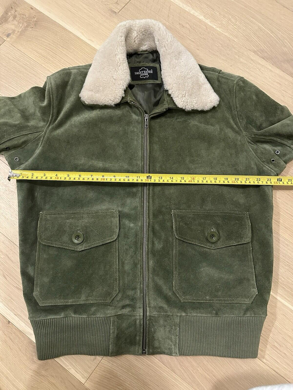 Smart Range Suede Bomber Jacket Mens Size L With Removable Sheerling Collar.