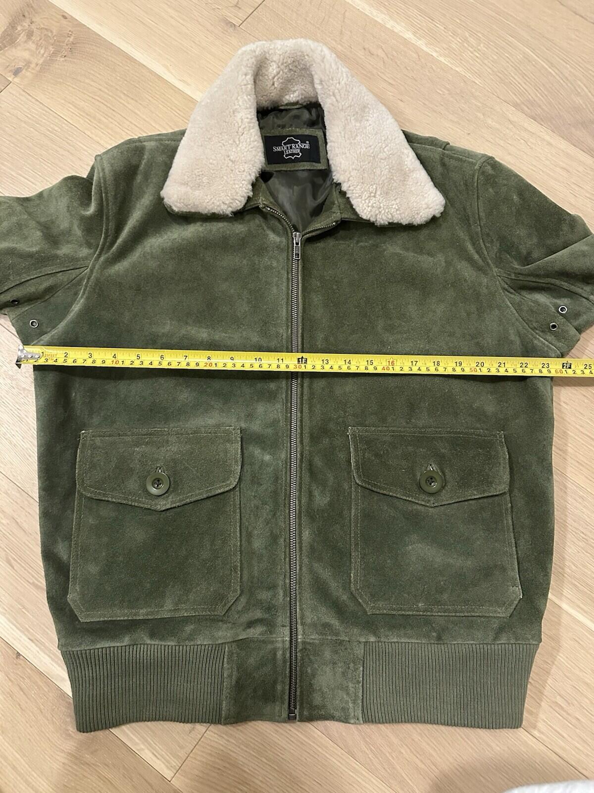 Smart Range Suede Bomber Jacket Mens Size L With Removable Sheerling Collar.