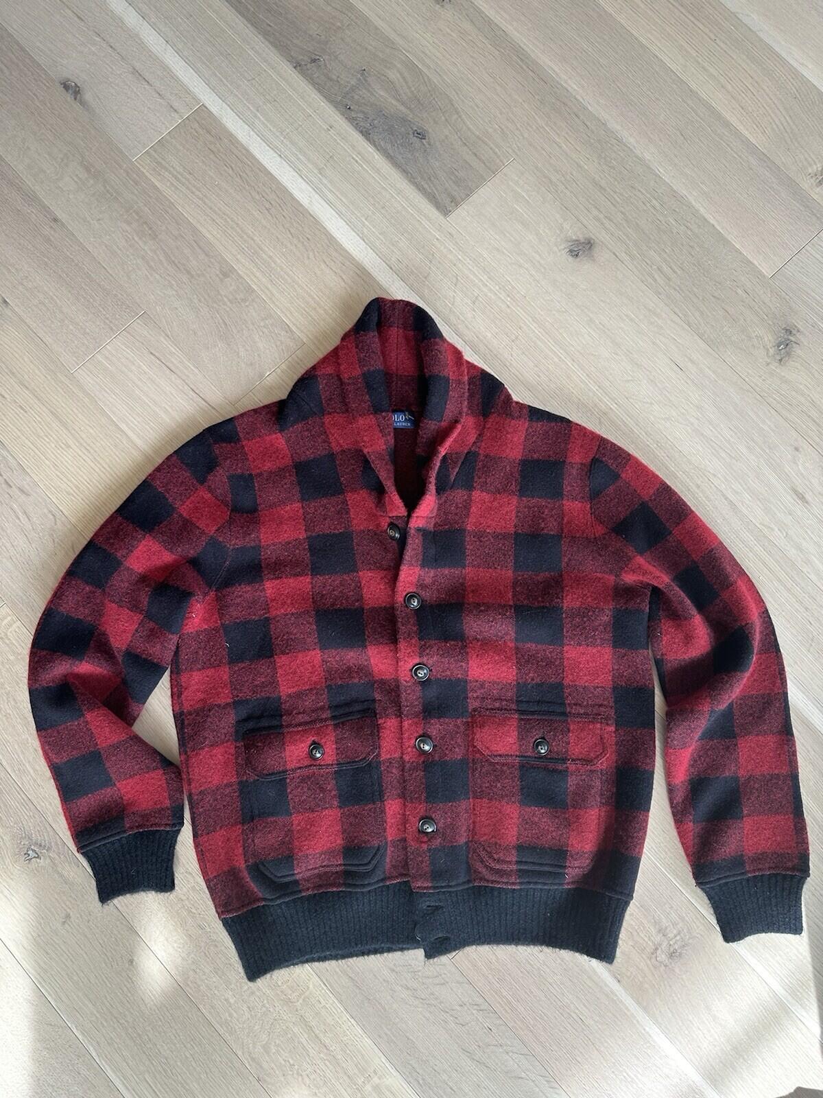 Polo Ralph Lauren Plaid Cardigan (Blue Label) Red/Black Size Large