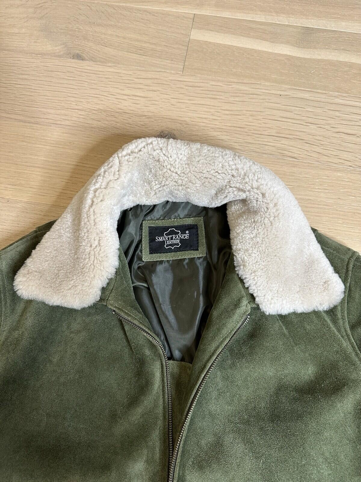 Smart Range Suede Bomber Jacket Mens Size L With Removable Sheerling Collar.