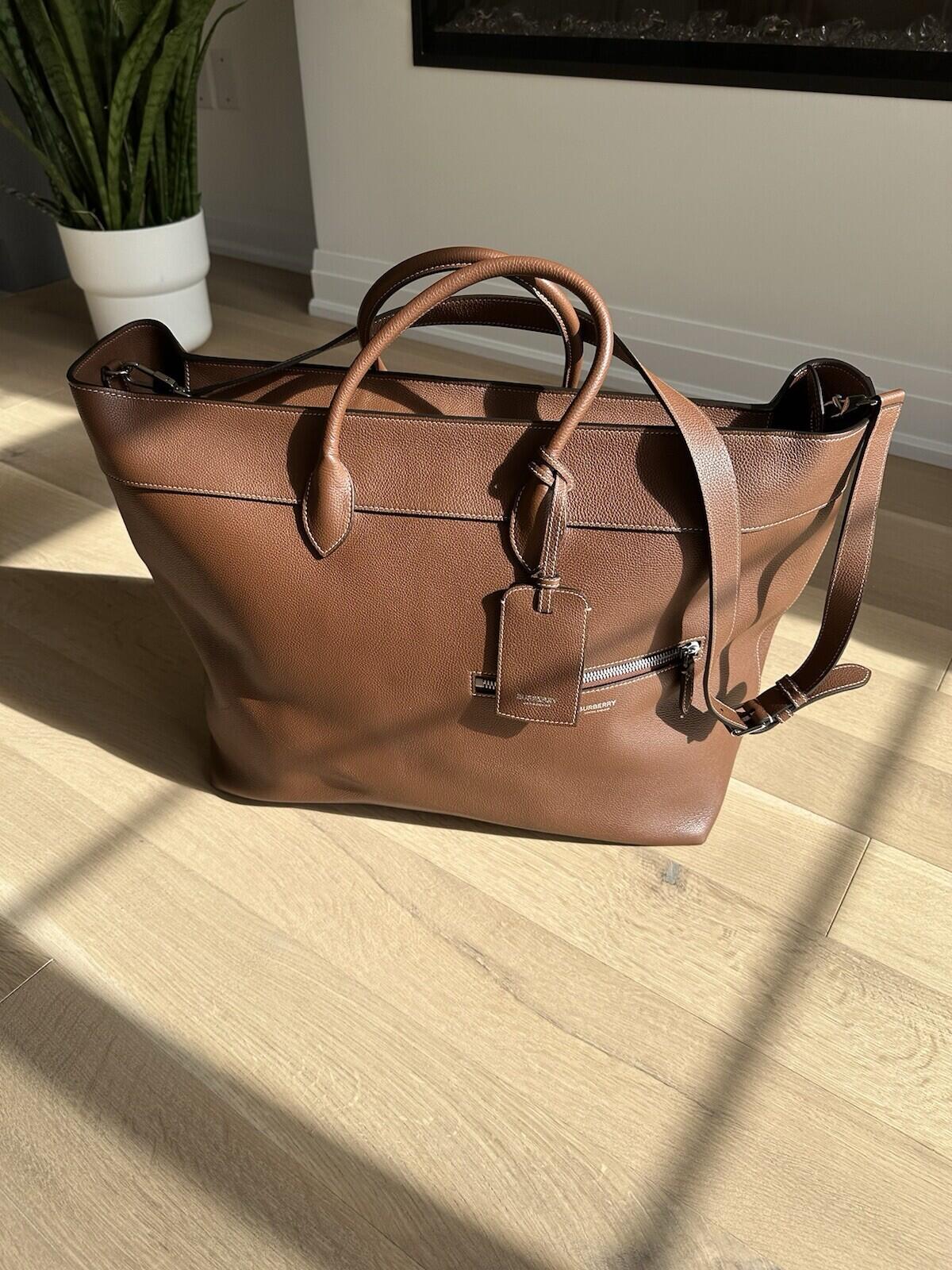 Burberry Tan Sanford Grainy Leather Holdall Tote