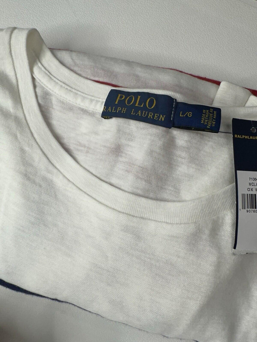 Men’s Polo Ralph Lauren long sleeve shirt size Large White/ Blue/ Red