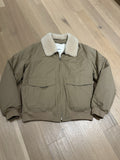 Sandro Men’s Bomber Jacket XXL taupe With Removable Faux Fur Collar
