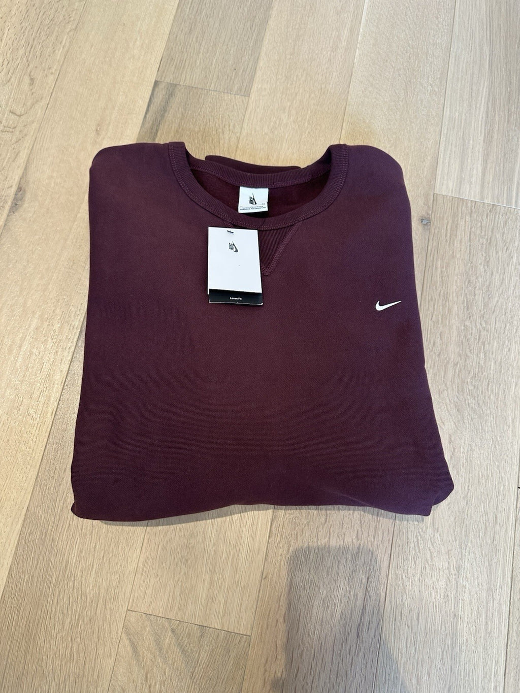 Nike Burgundy Solo Swoosh Track Suit Set Men’s Hoodie L, Crewneck XL & Pants XL