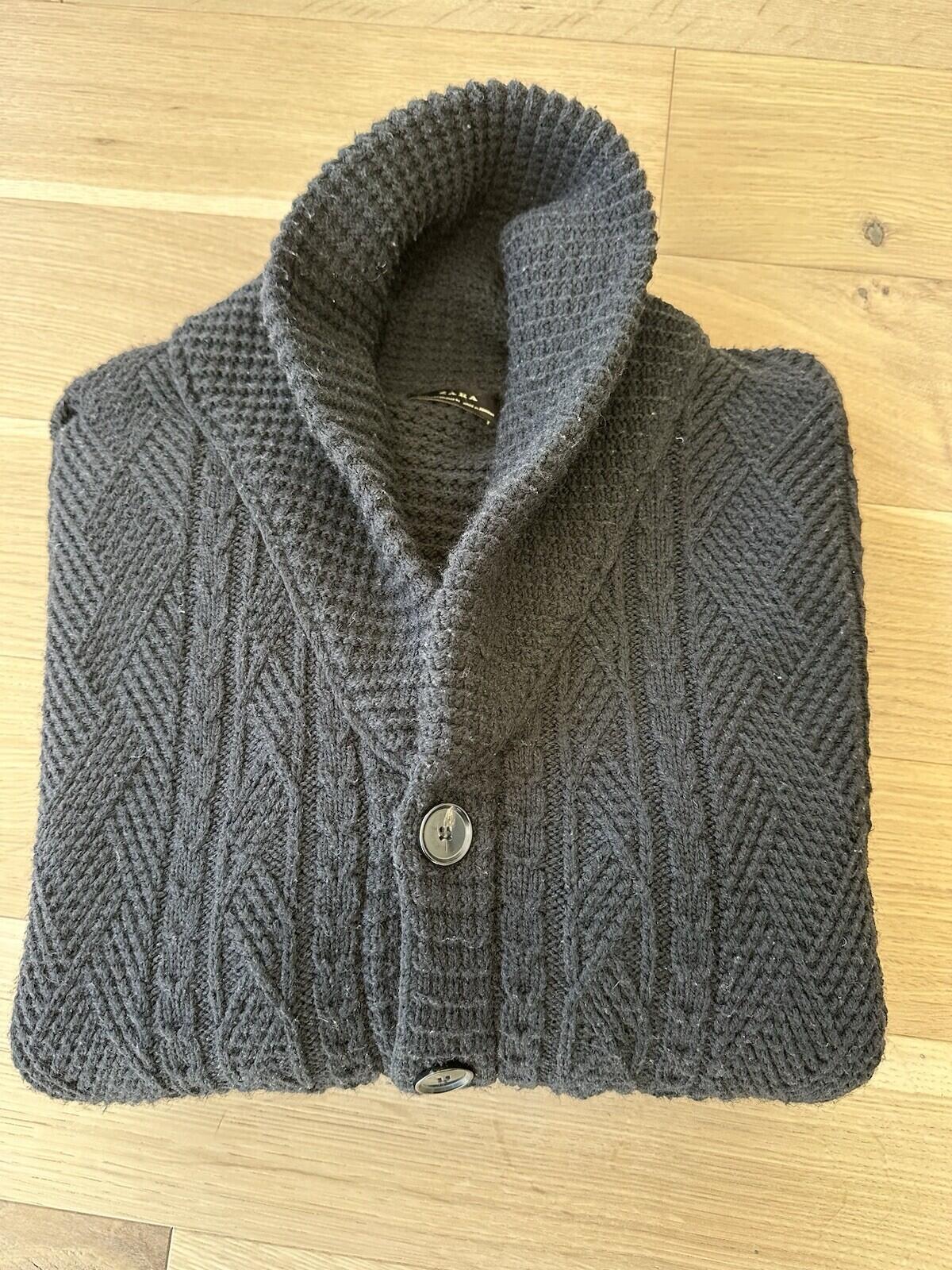 Zara Men’s Cable Knit Cardigan Mens Size XXL Black