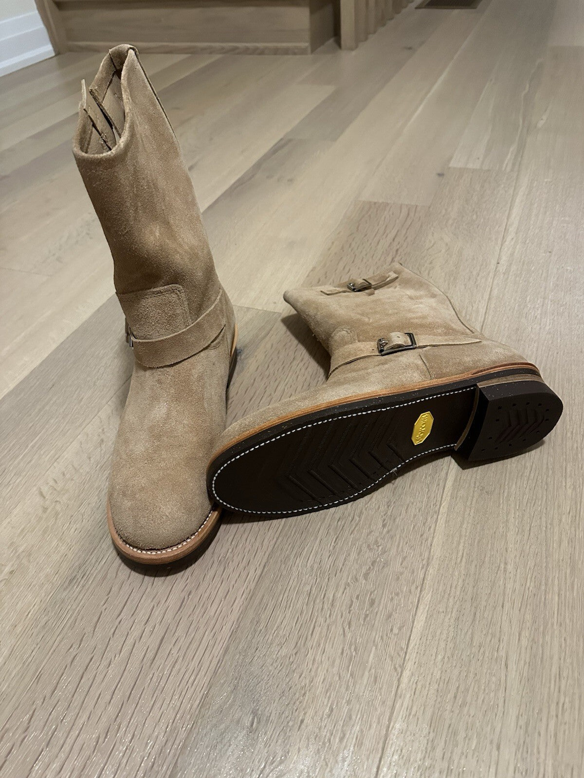 Crush Handmade Engineer Suede Boots Men’s 13 Tan