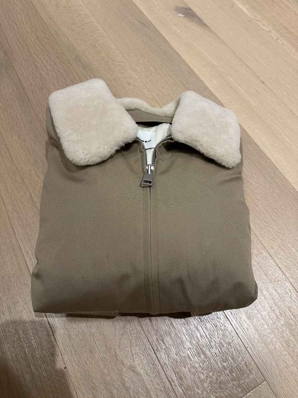Sandro Men’s Bomber Jacket XXL taupe With Removable Faux Fur Collar
