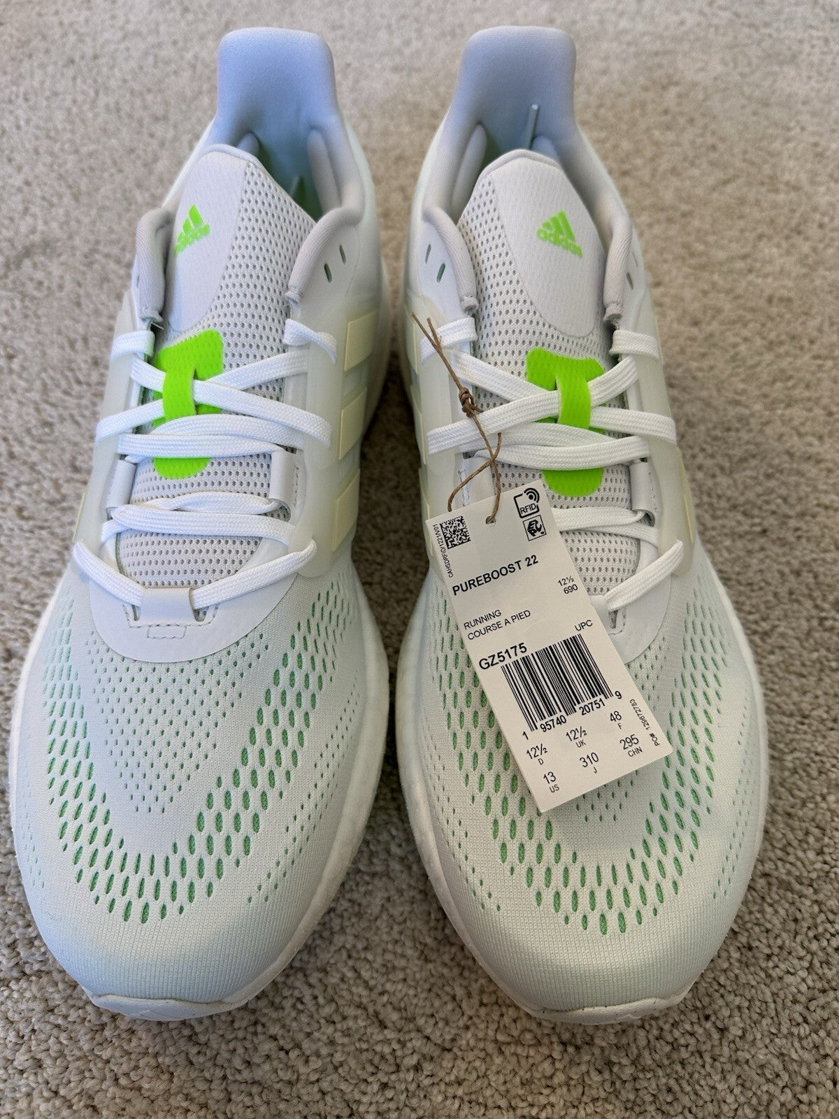 Adidas Pureboost 22 ‘White Beam Green’ Men’s Shoes Size 13