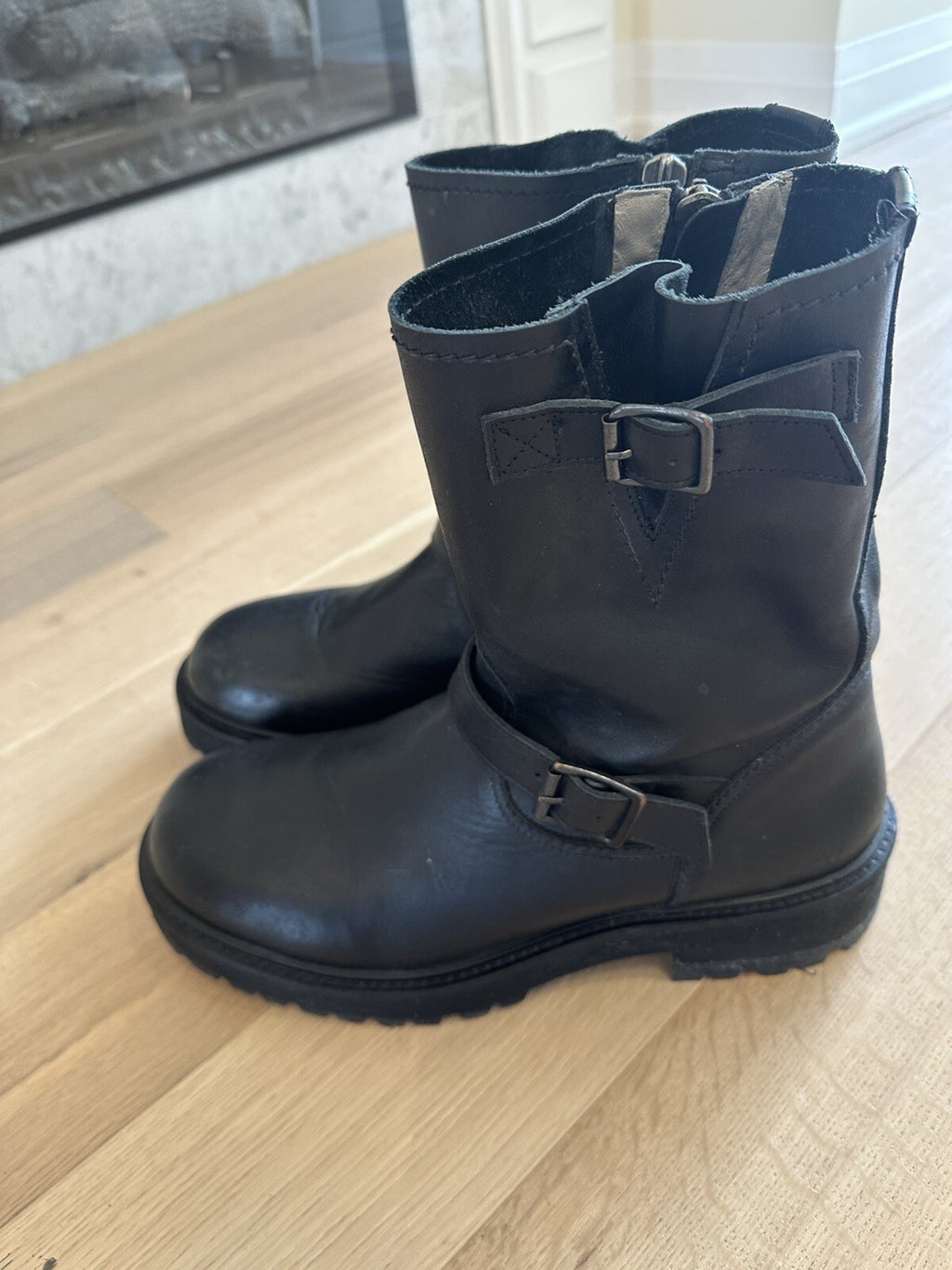 All Saints Tait Motorcycle Boots Black Leather Mens 13