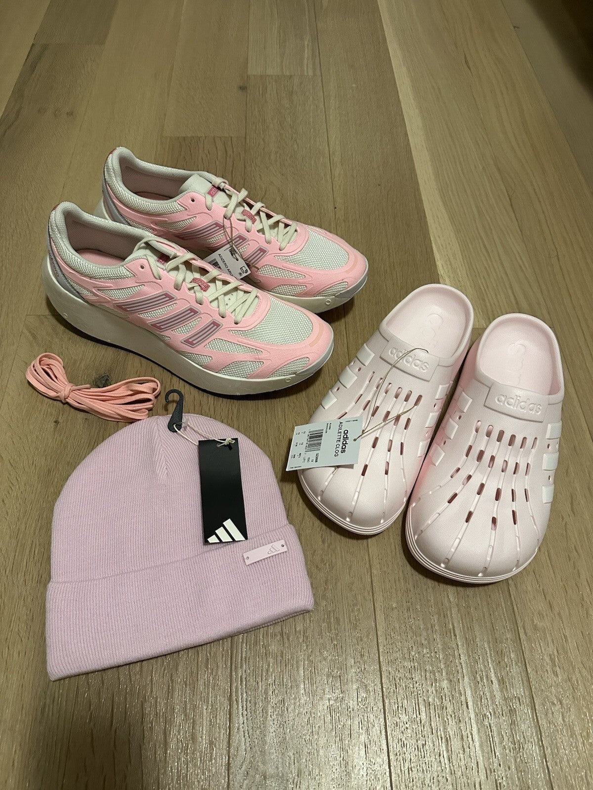 Adidas ‘The Pink Pack’ Men’s Size 13 Arukus, Clogs & Toque BNIB
