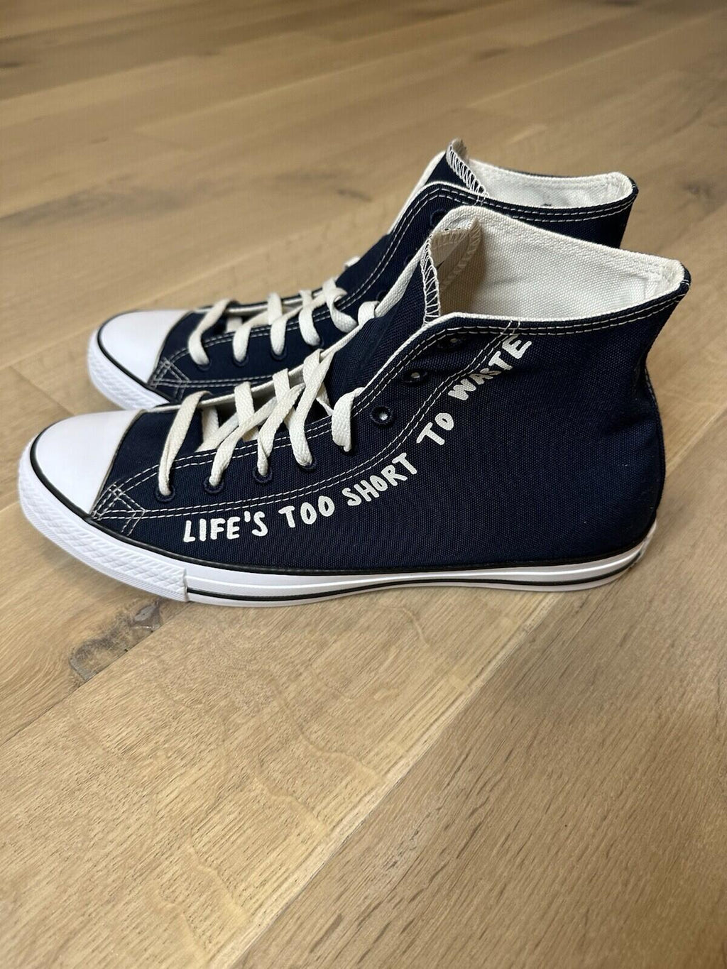 Converse Chuck Taylor High ‘life’s Too Short To Waste’ Navy Men’s  Size 10.5
