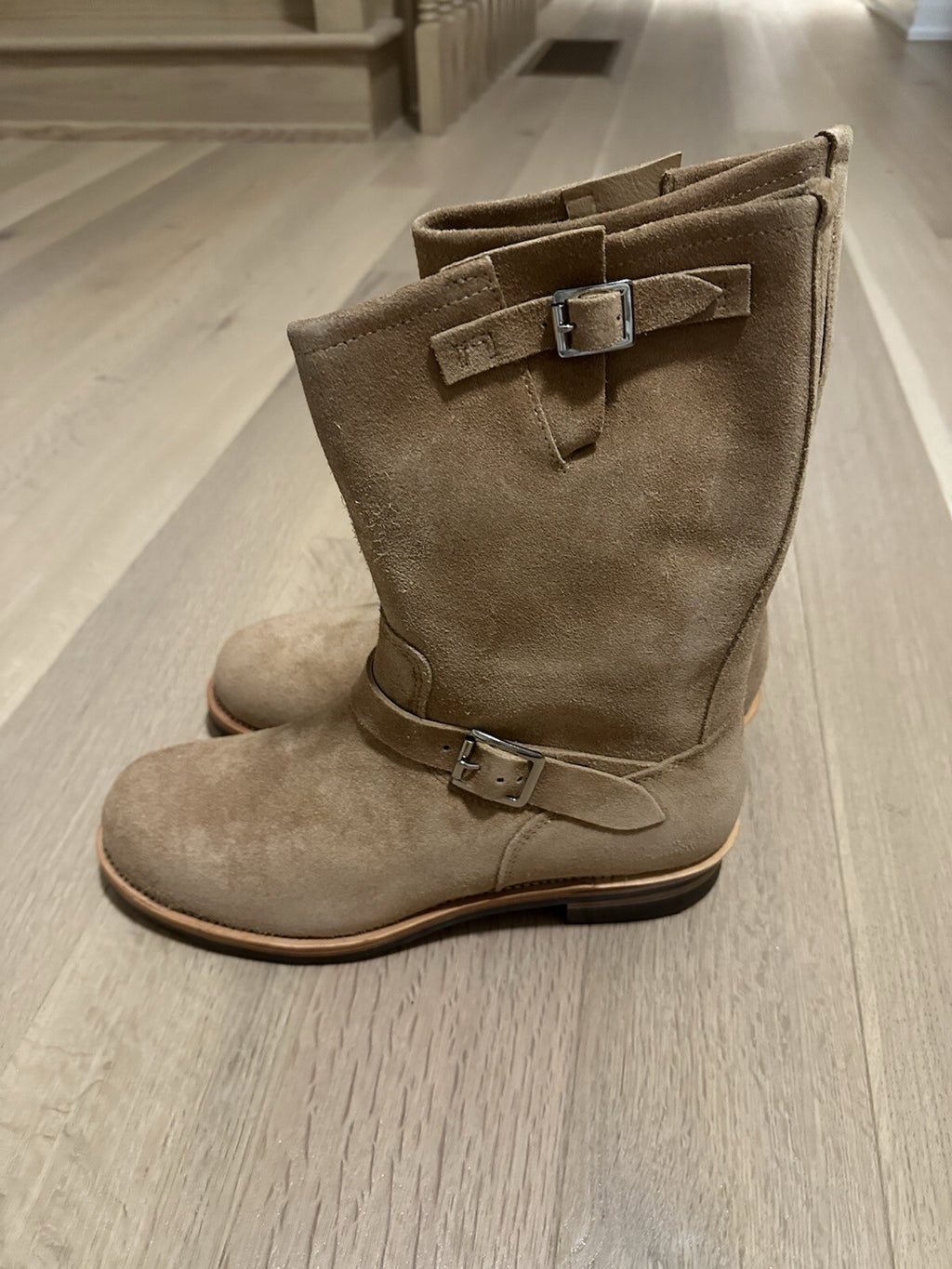 Crush Handmade Engineer Suede Boots Men’s 13 Tan