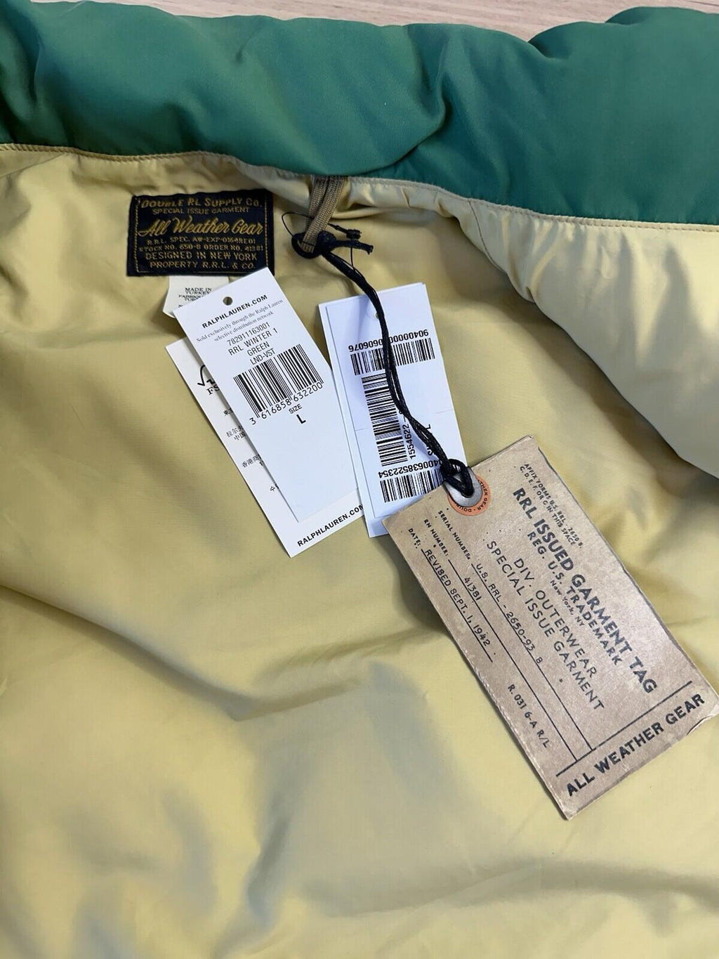 Double Ralph Lauren Supply Co. Special Issue Garment mens puffer vest large