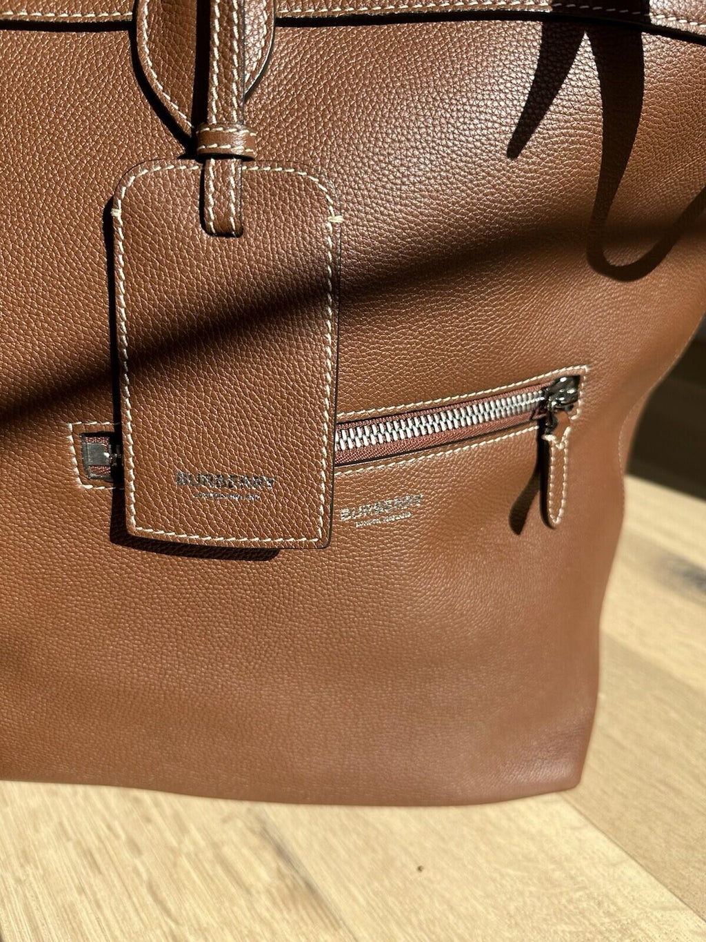 Burberry Tan Sanford Grainy Leather Holdall Tote