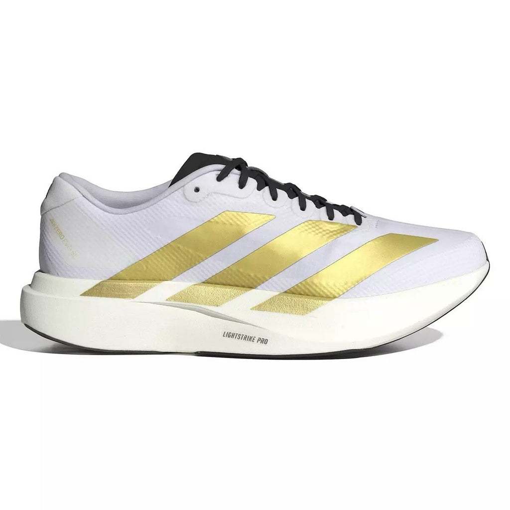 Adidas Adizero EVO SL WOVEN M Size 13 White / Matte Gold / Core Black