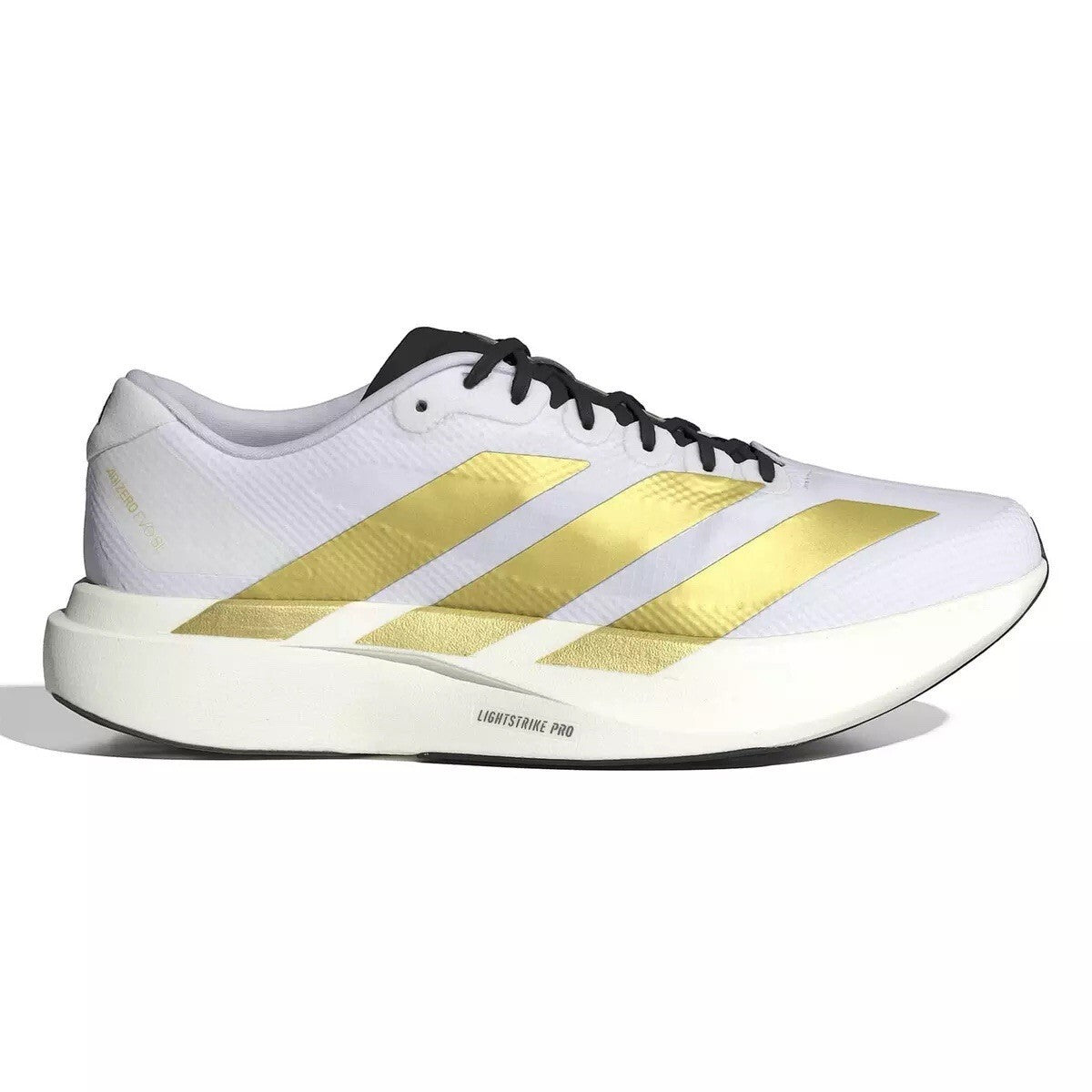 Adidas Adizero EVO SL WOVEN M Size 13 White / Matte Gold / Core Black