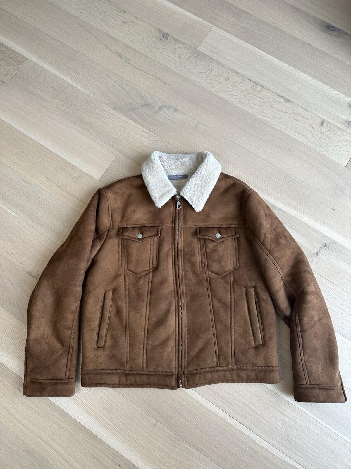 Zara Men’s Faux Suede Sheepskin Bomber Men’s XL *Pristine Conditon