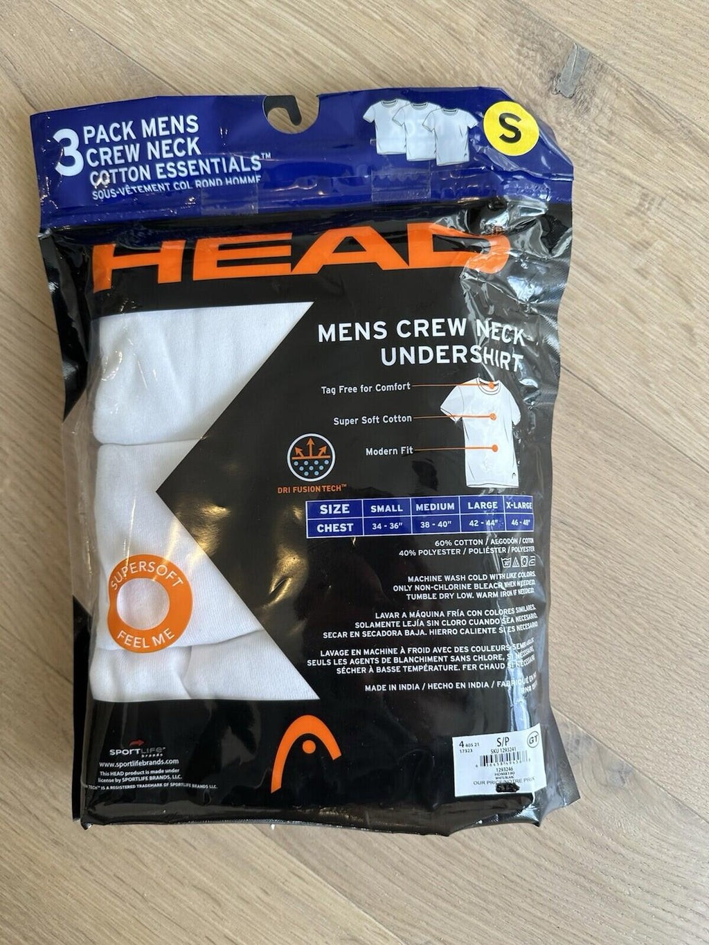 Head 3-Pack Men’s Crew Neck T-Shirt White Men’s Size S