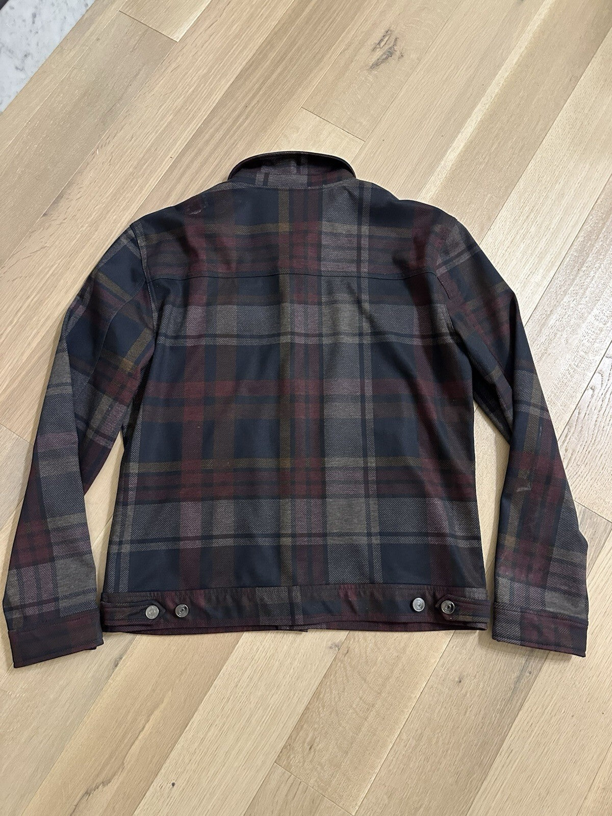 Zara Men’s Plaid Shacket Size XL Navy/ Burgundy