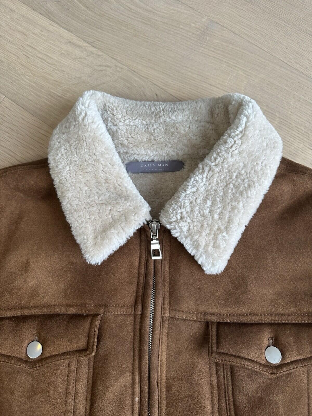 Zara Men’s Faux Suede Sheepskin Bomber Men’s XL *Pristine Conditon