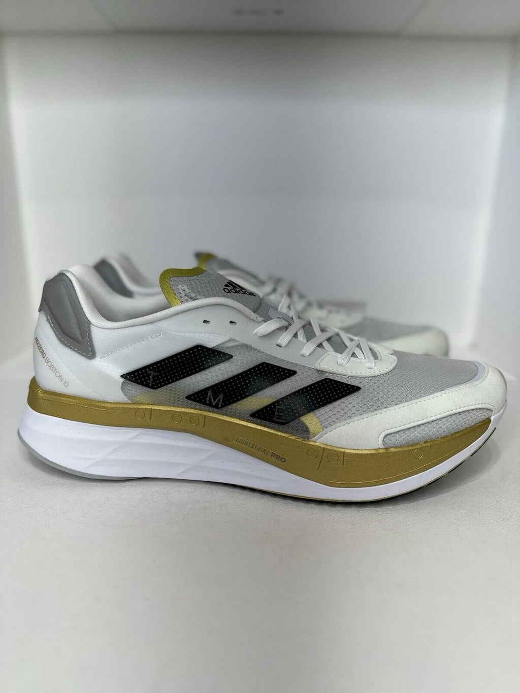 Adidas Adizero Boston 10 Tin Man Elite White/blk/gold Men’s Shoe Size 13