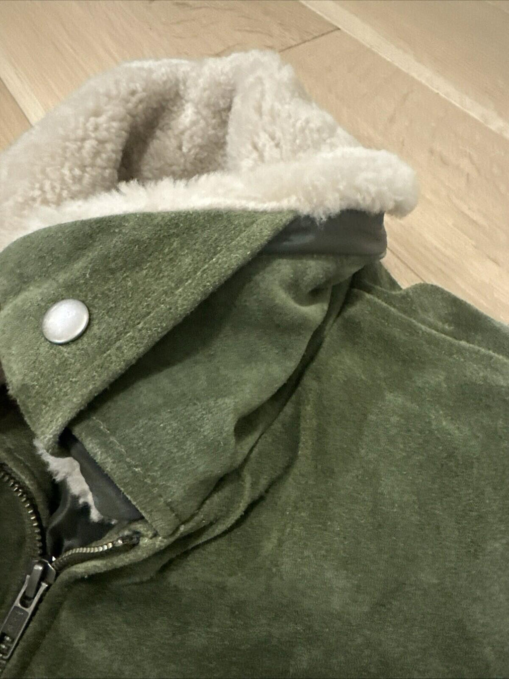 Smart Range Suede Bomber Jacket Mens Size L With Removable Sheerling Collar.
