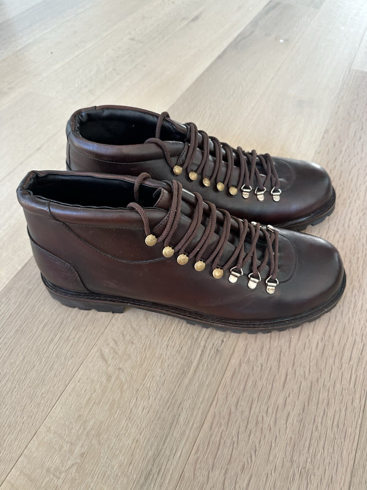Leather Brown Hiking Boots Mens Size 13