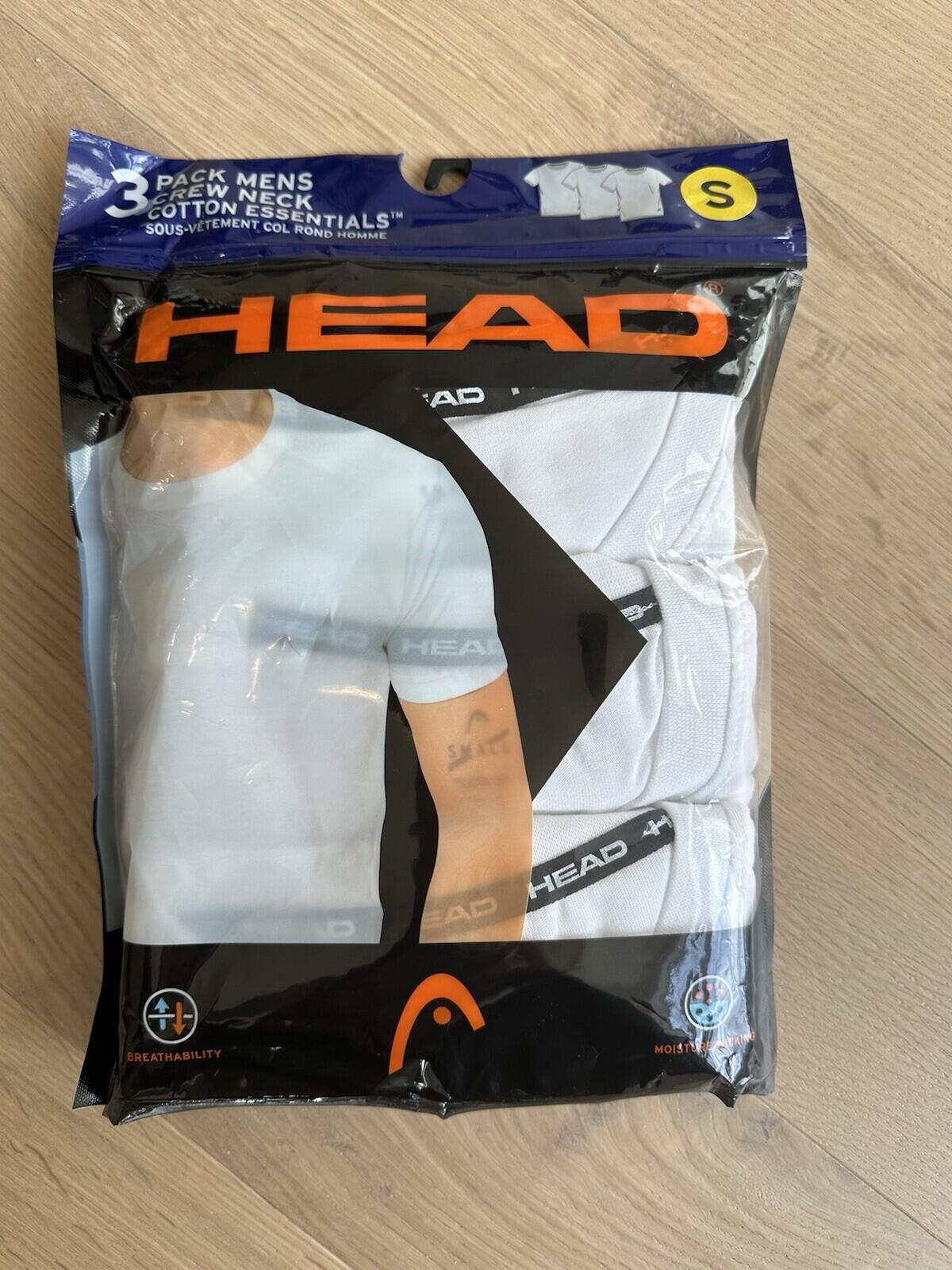 Head 3-Pack Men’s Crew Neck T-Shirt White Men’s Size S