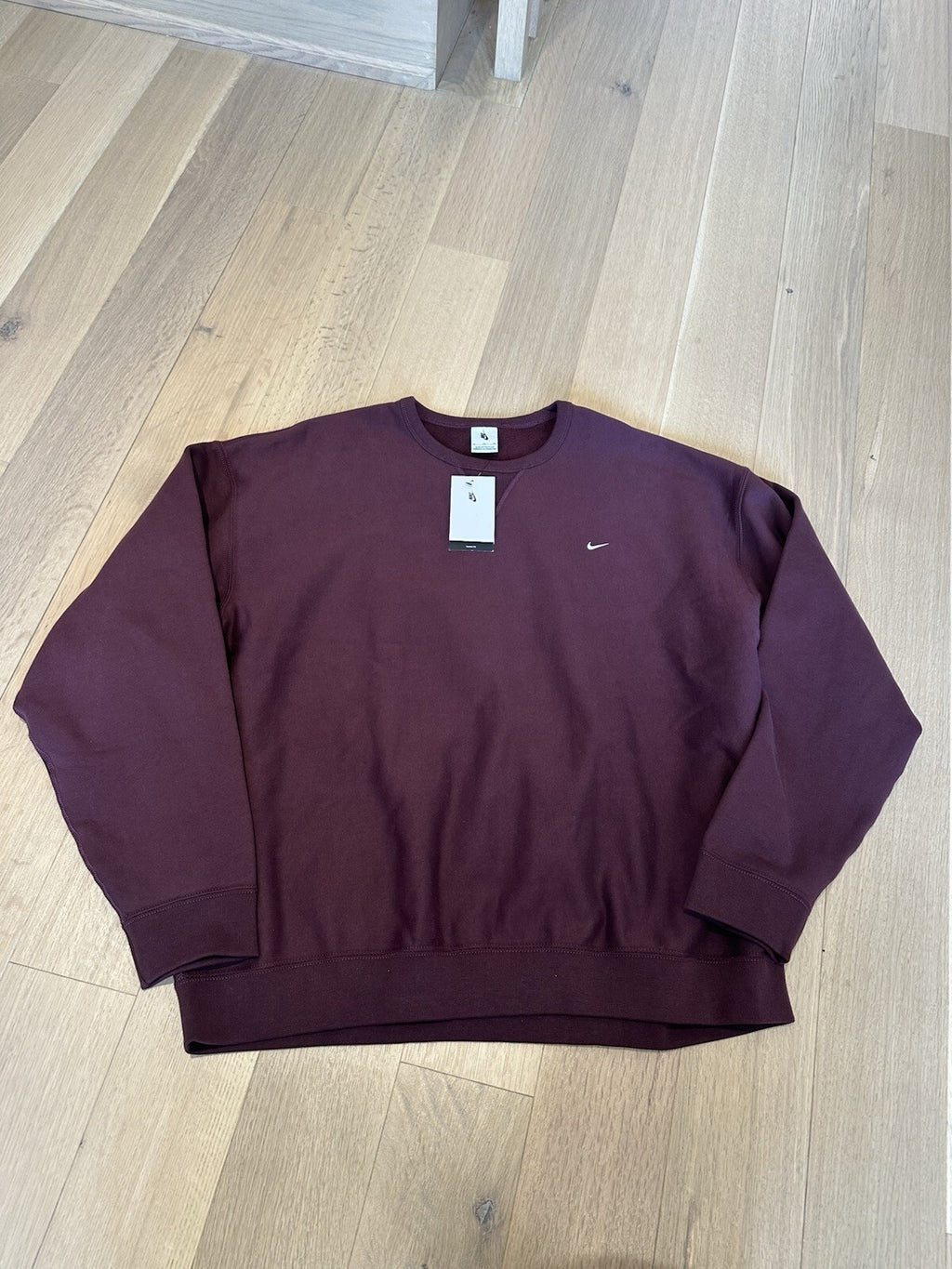 Nike Burgundy Solo Swoosh Track Suit Set Men’s Hoodie L, Crewneck XL & Pants XL