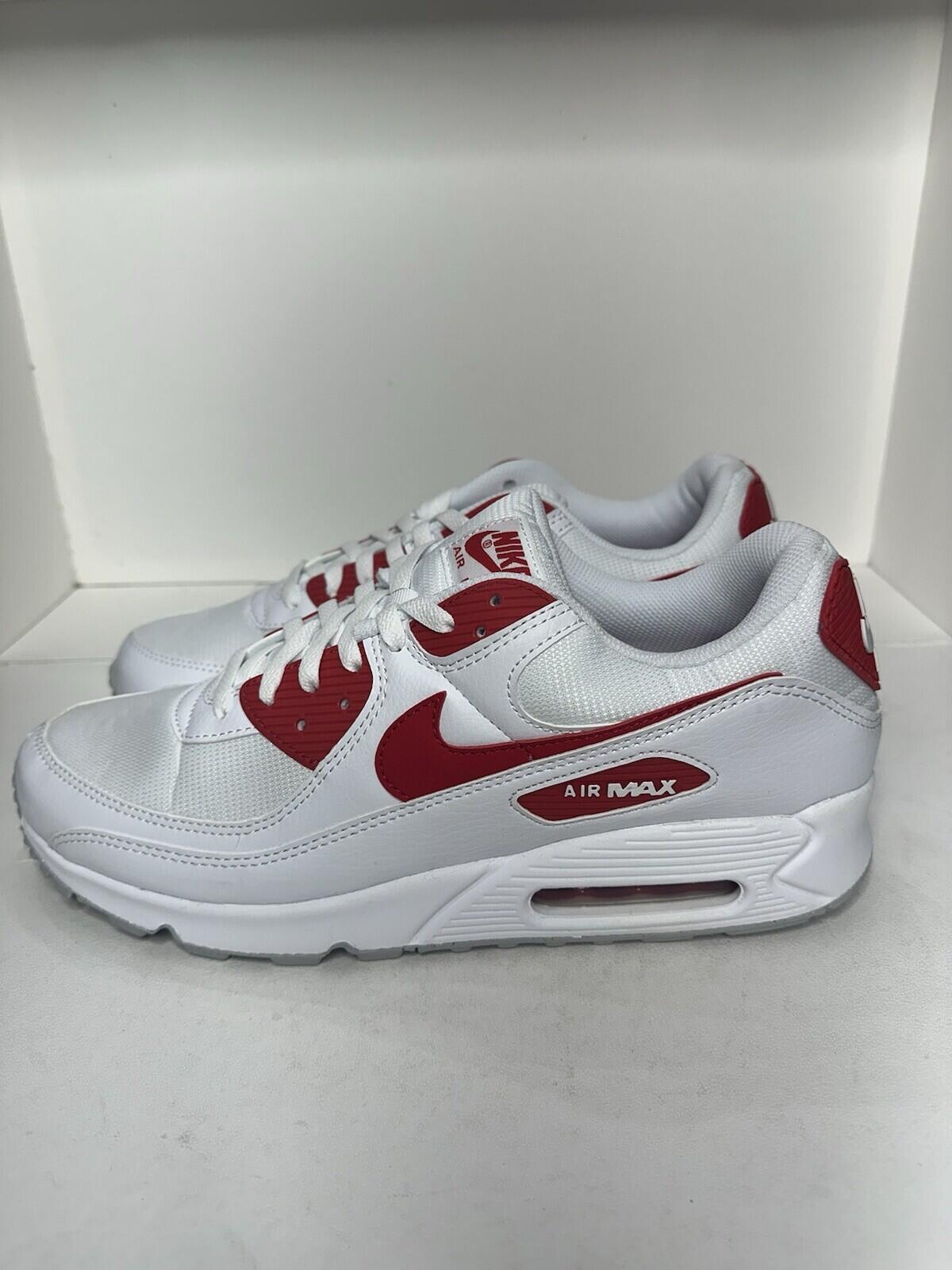Nike Air Max 90 ‘White University Red- Grey fog’ Men’s Size 13