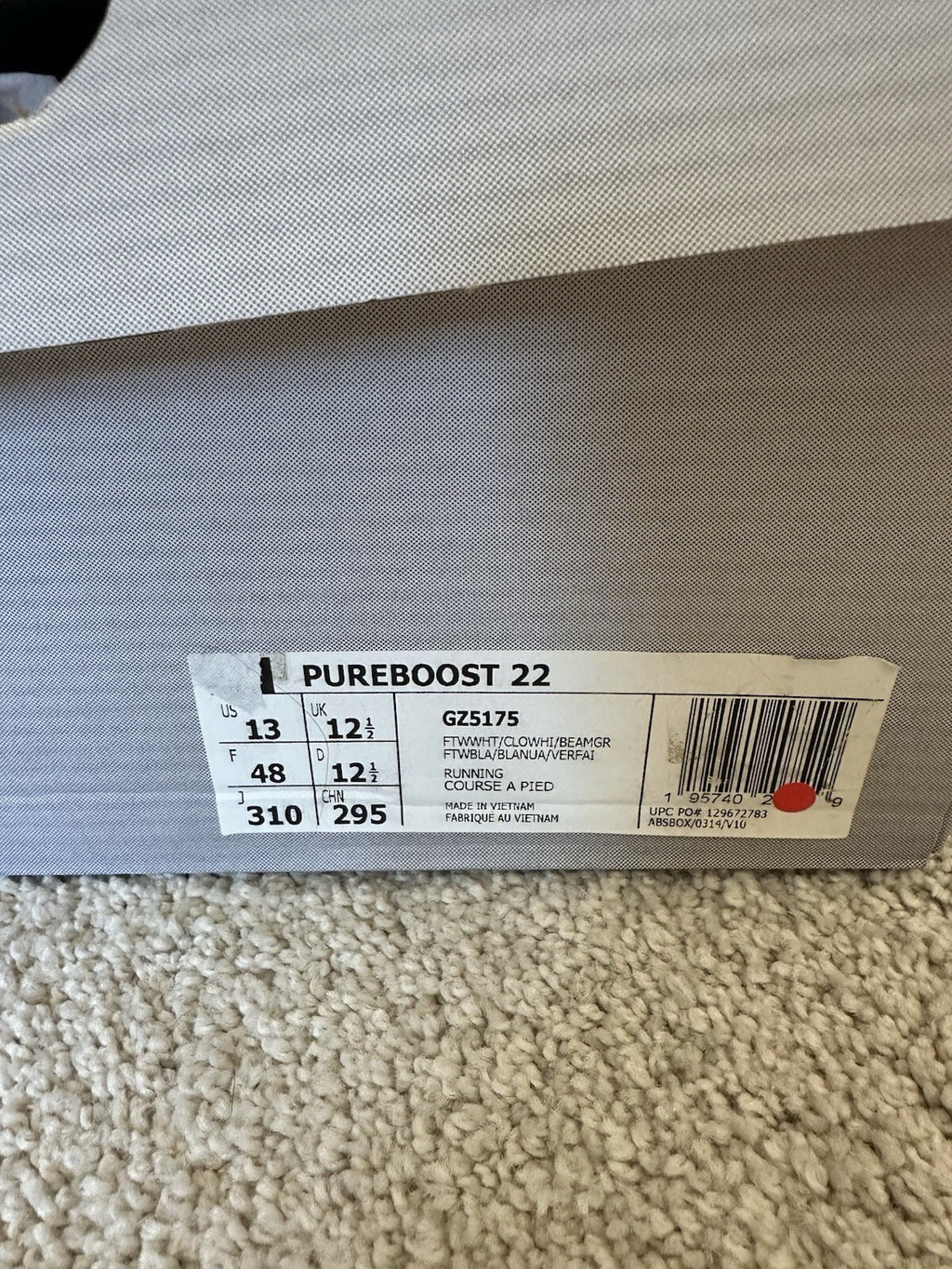 Adidas Pureboost 22 ‘White Beam Green’ Men’s Shoes Size 13