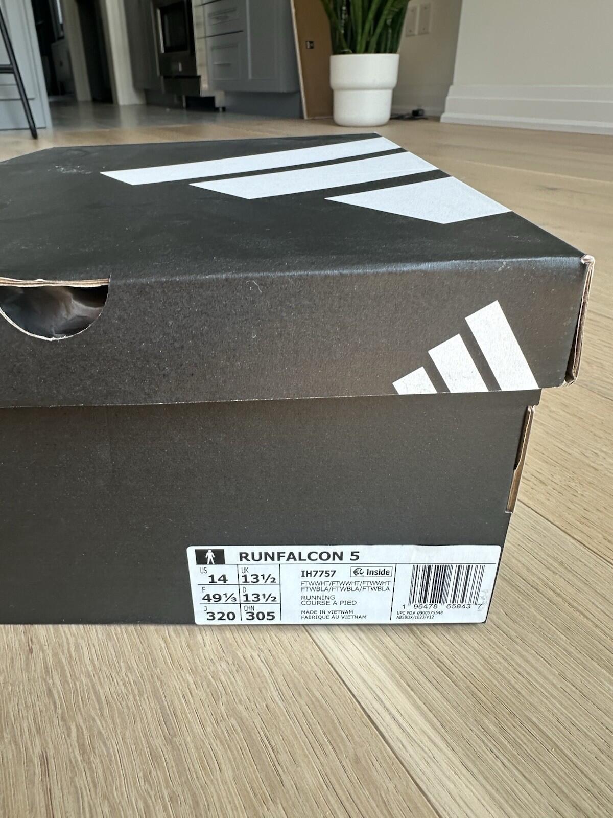 ADIDAS RUNFLACON 5 Men’s Size 14 BNIB FTWWHT/FTWWHT/FTWWHT